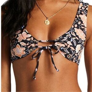 Billabong Floral Bikini Top - Black and Pink SZ 16 XXL